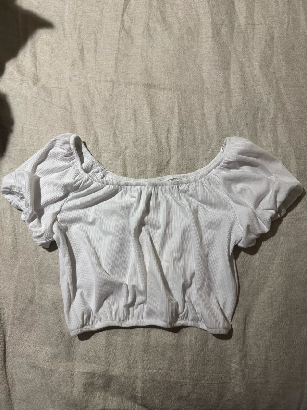 Urban Social Women’s White Puff Sleeve Off-Shoulder Crop Top Size S Nwt